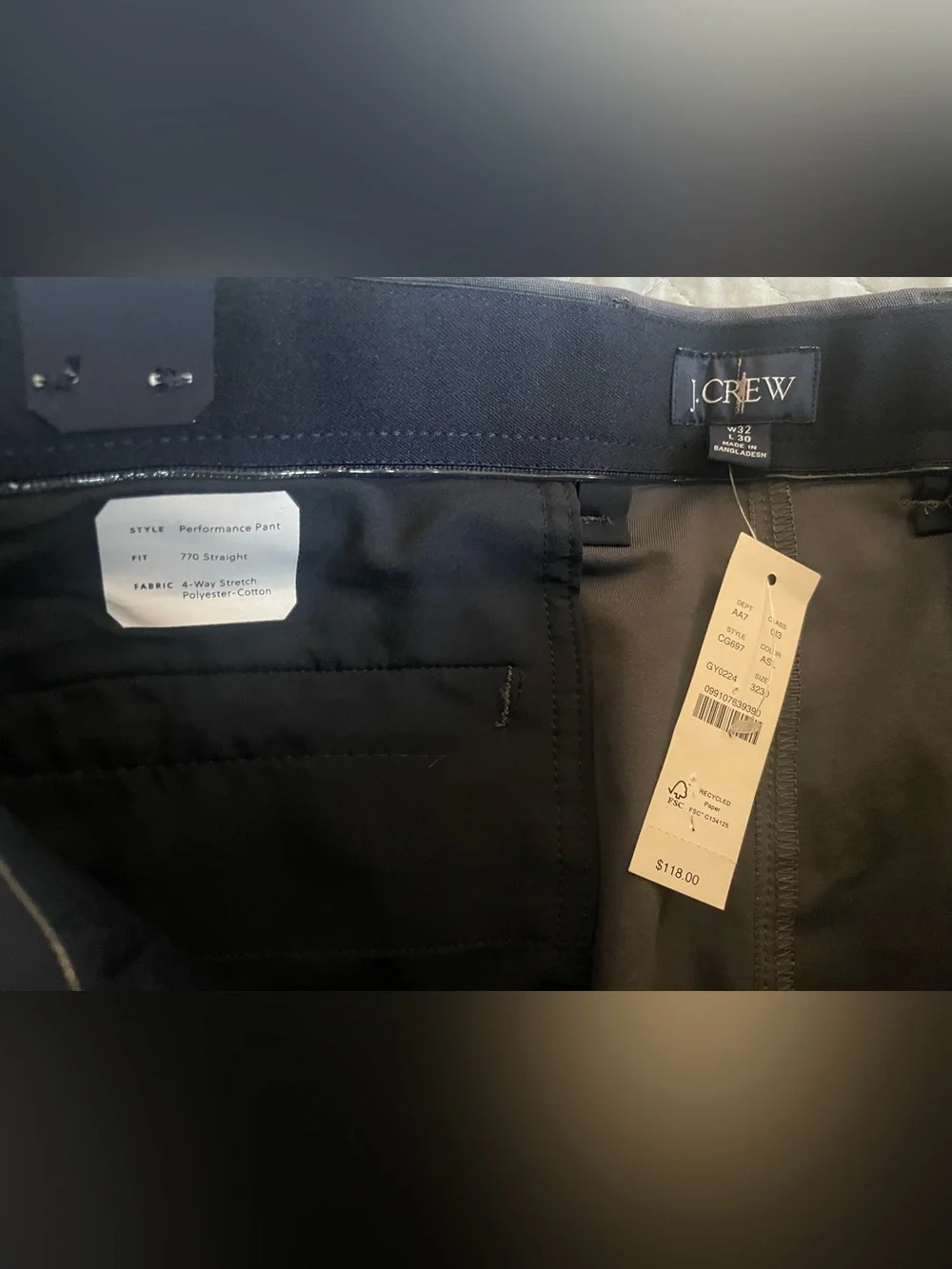J.CREW 770 Straight-fit tech pant in Atlantic Slate Size 32 NWT $128 CH697